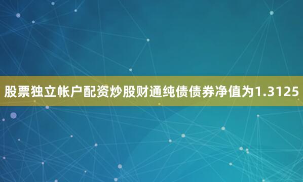 股票独立帐户配资炒股财通纯债债券净值为1.3125
