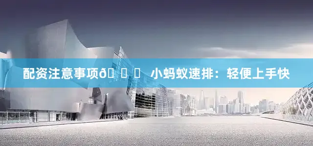 配资注意事项📋 小蚂蚁速排：轻便上手快